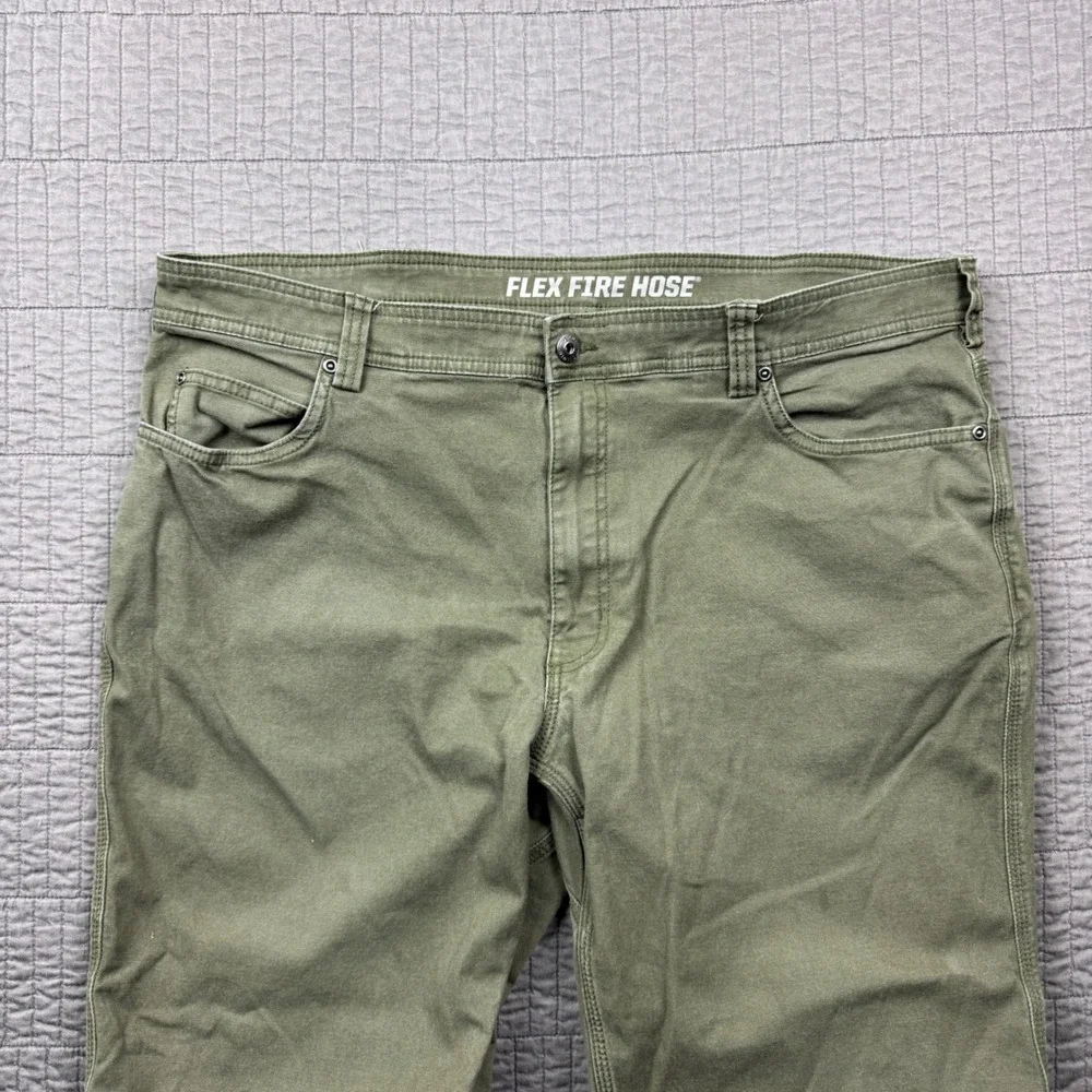 Duluth Trading Co Men 40x30 (40x26) Flex Fire Hose Relaxed Fit Pants Olive Green